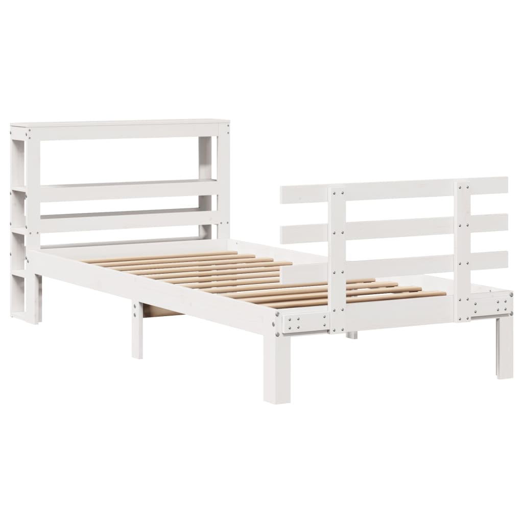 Sengeramme med hodegavl hvit 90x200 cm heltre furu