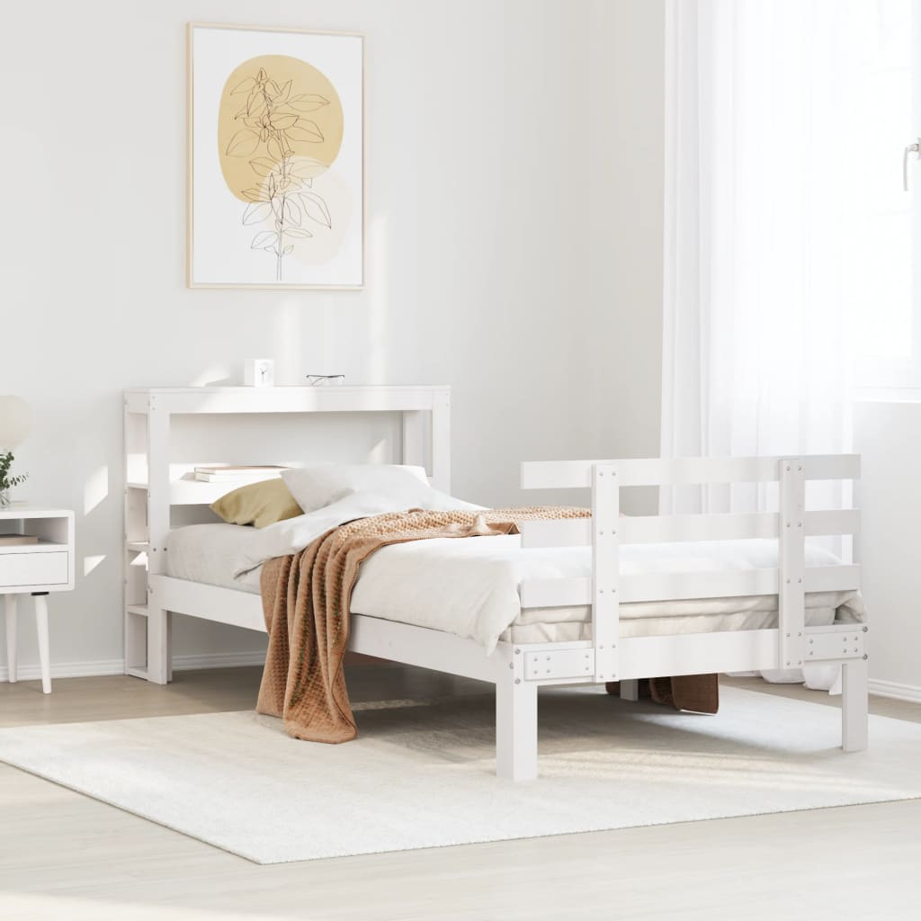 Sengeramme med hodegavl hvit 90x200 cm heltre furu