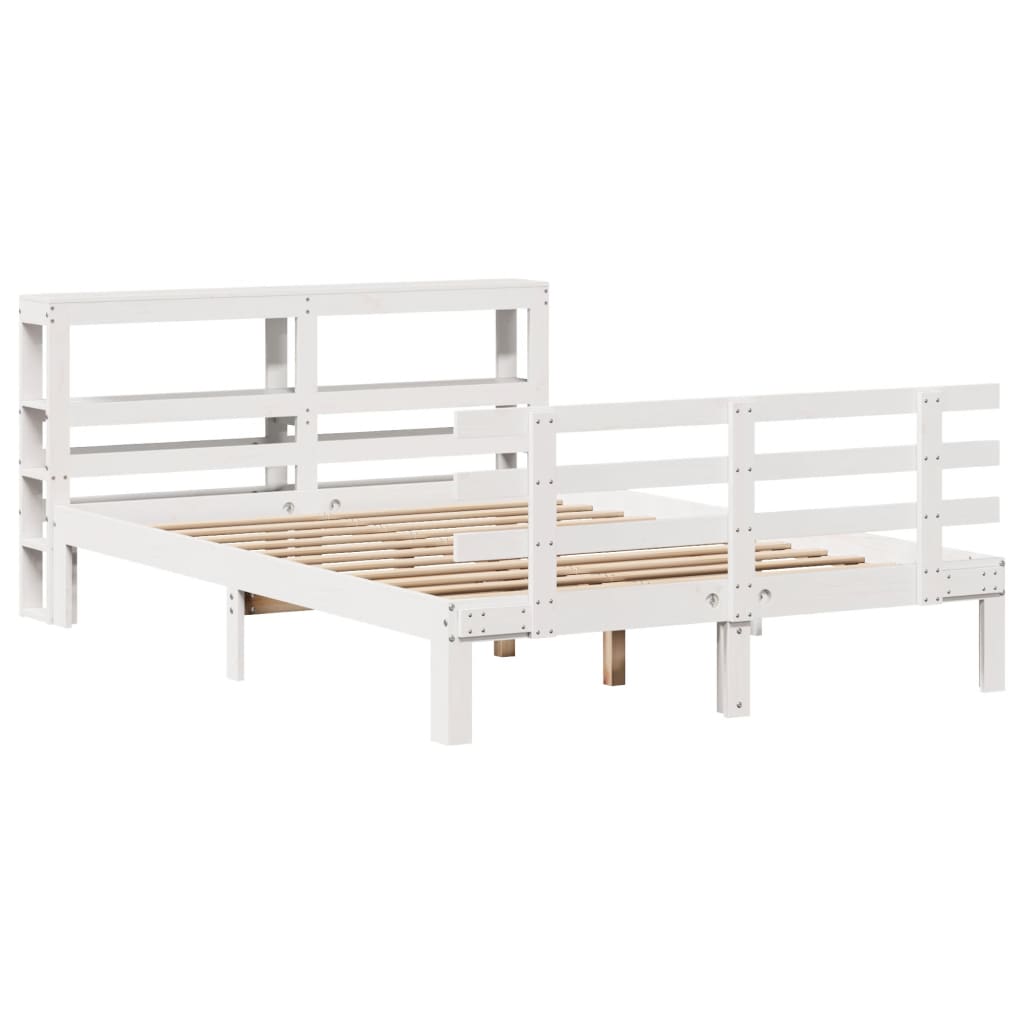 Sengeramme med hodegavl hvit 120x200 cm heltre furu
