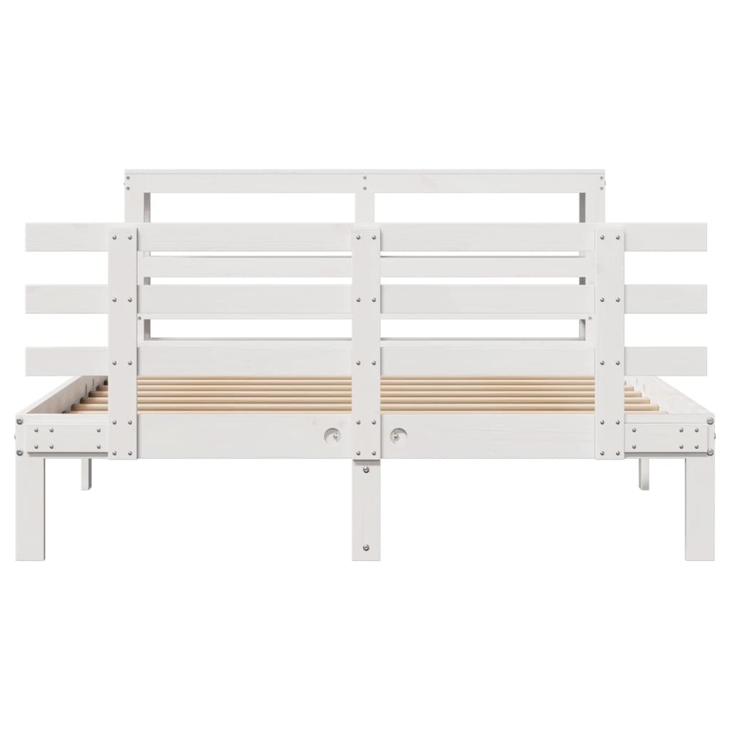 Sengeramme med hodegavl hvit 120x200 cm heltre furu