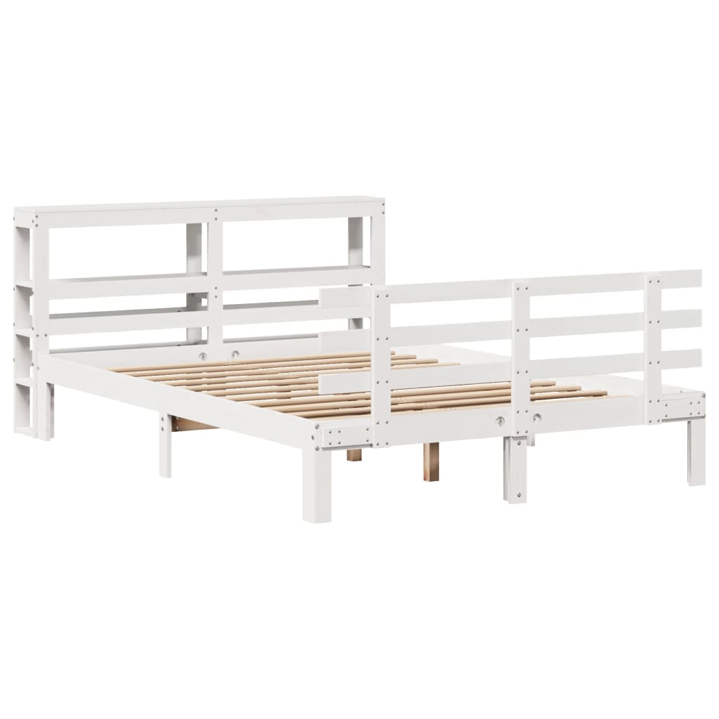 Sengeramme med hodegavl hvit 150x200 cm heltre furu