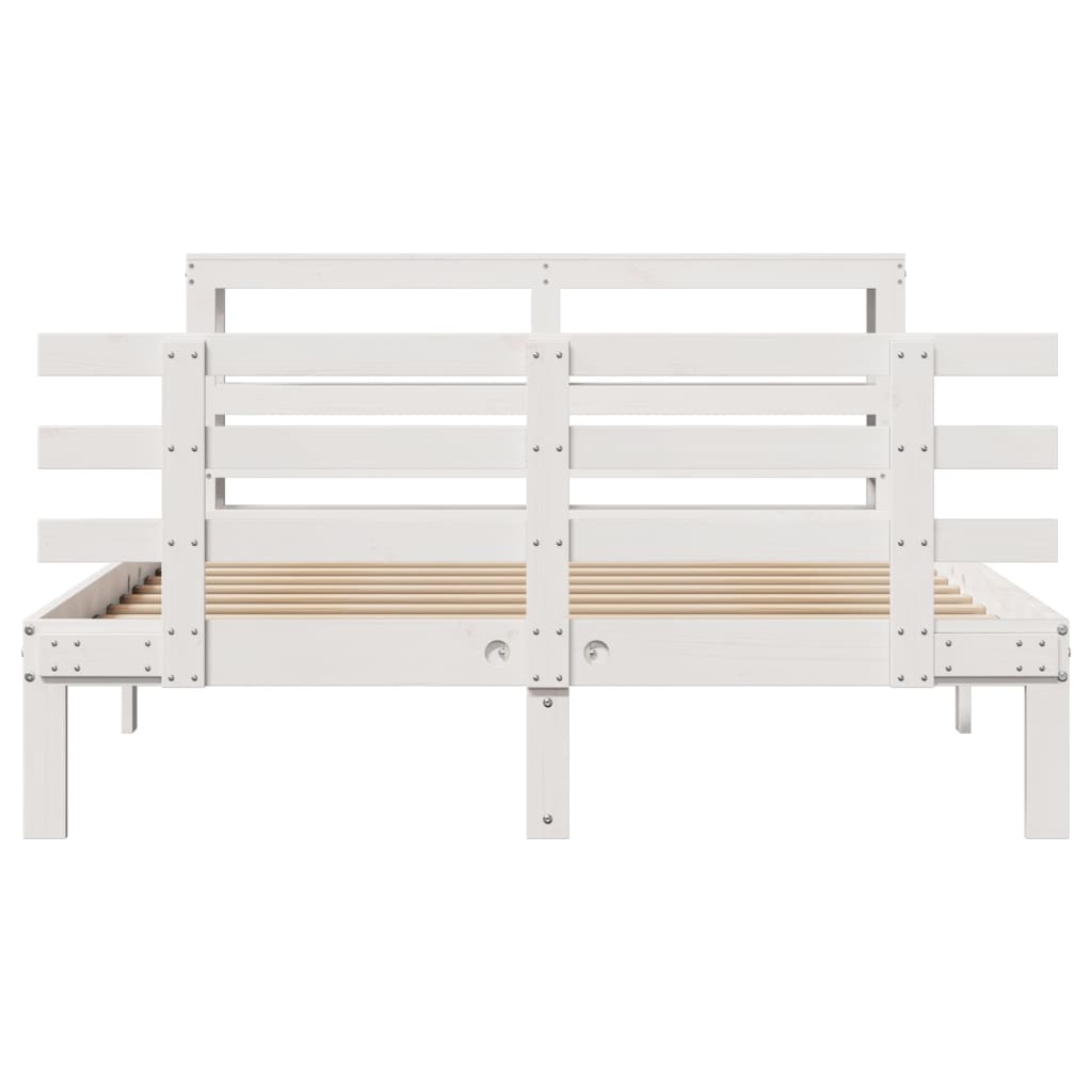 Sengeramme med hodegavl hvit 150x200 cm heltre furu