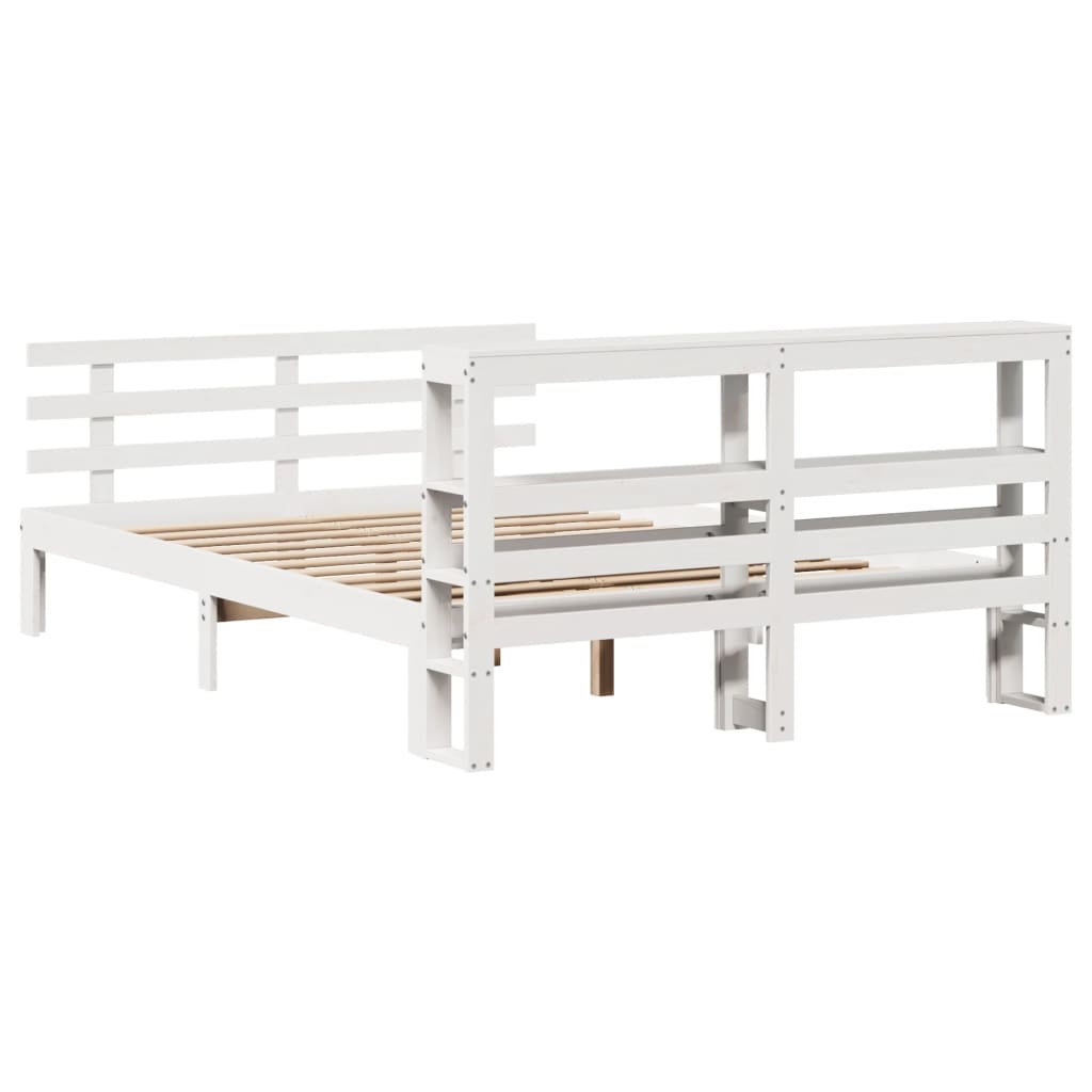 Sengeramme med hodegavl hvit 150x200 cm heltre furu