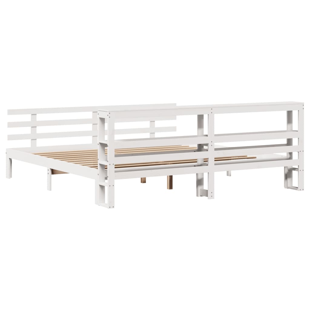 Sengeramme med hodegavl hvit 180x200 cm heltre furu