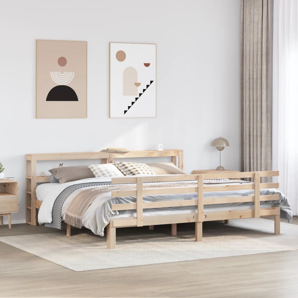 Sengeramme med hodegavl 200x200 cm heltre furu