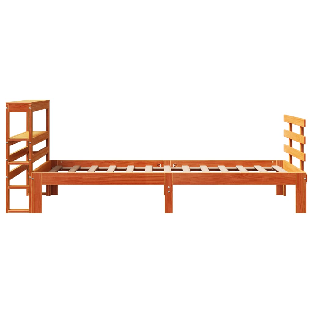 Sengeramme med hodegavl voksbrun 75x190 cm heltre furu