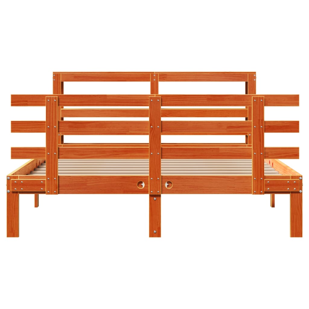 Sengeramme med hodegavl voksbrun 120x190 cm heltre furu