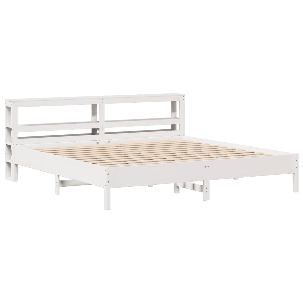 Sengeramme med madrass hvit 200x200 cm heltre furu