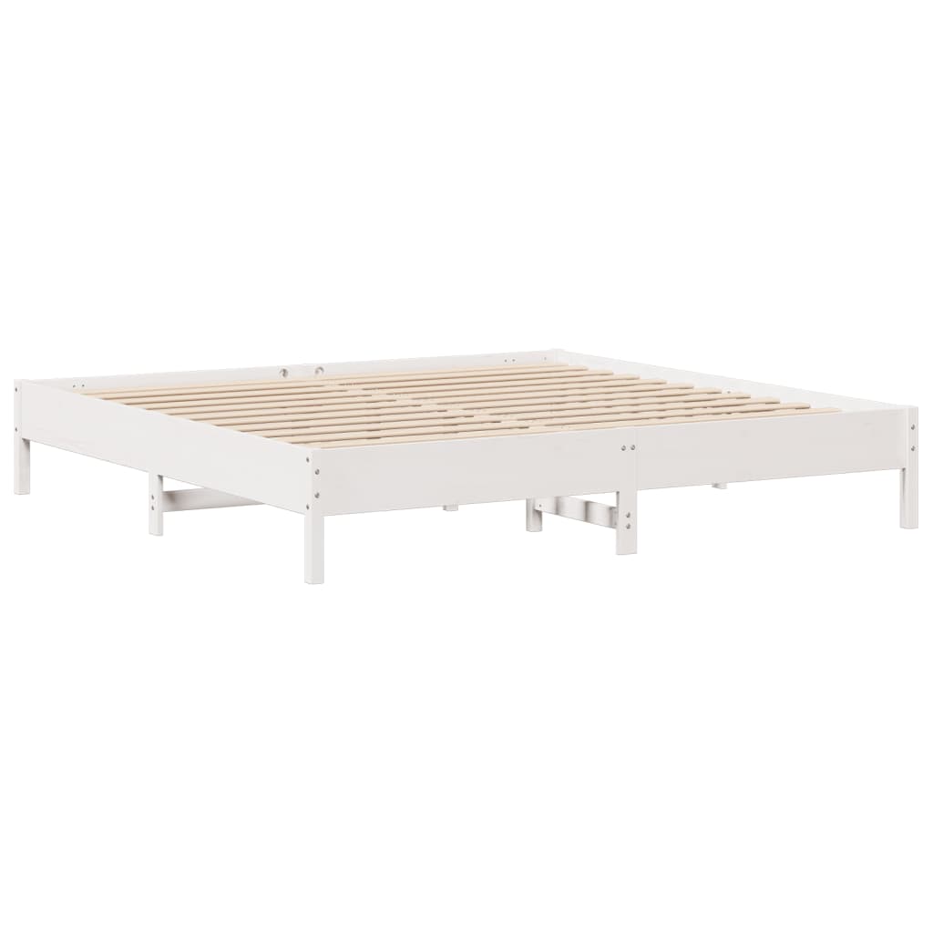 Sengeramme med madrass hvit 200x200 cm heltre furu