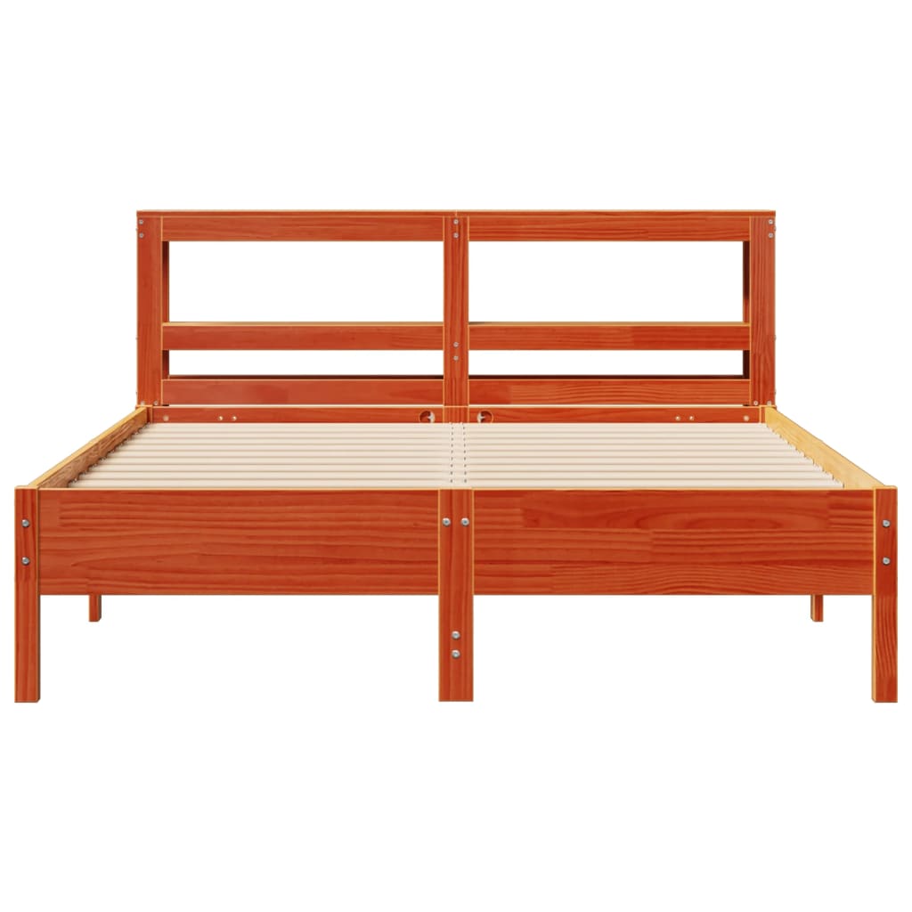 Sengeramme uten madrass voksbrun 140x200 cm heltre furu