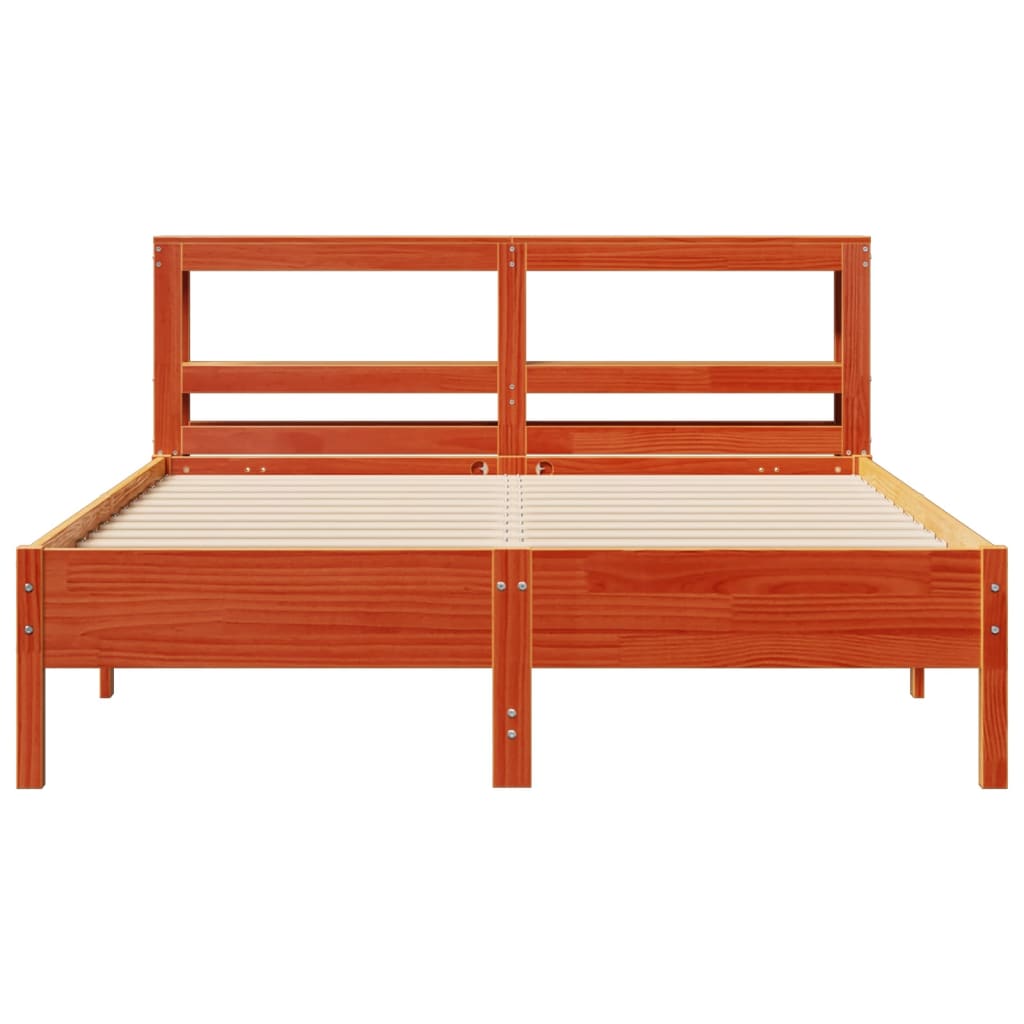 Sengeramme uten madrass voksbrun 140x190 cm heltre furu