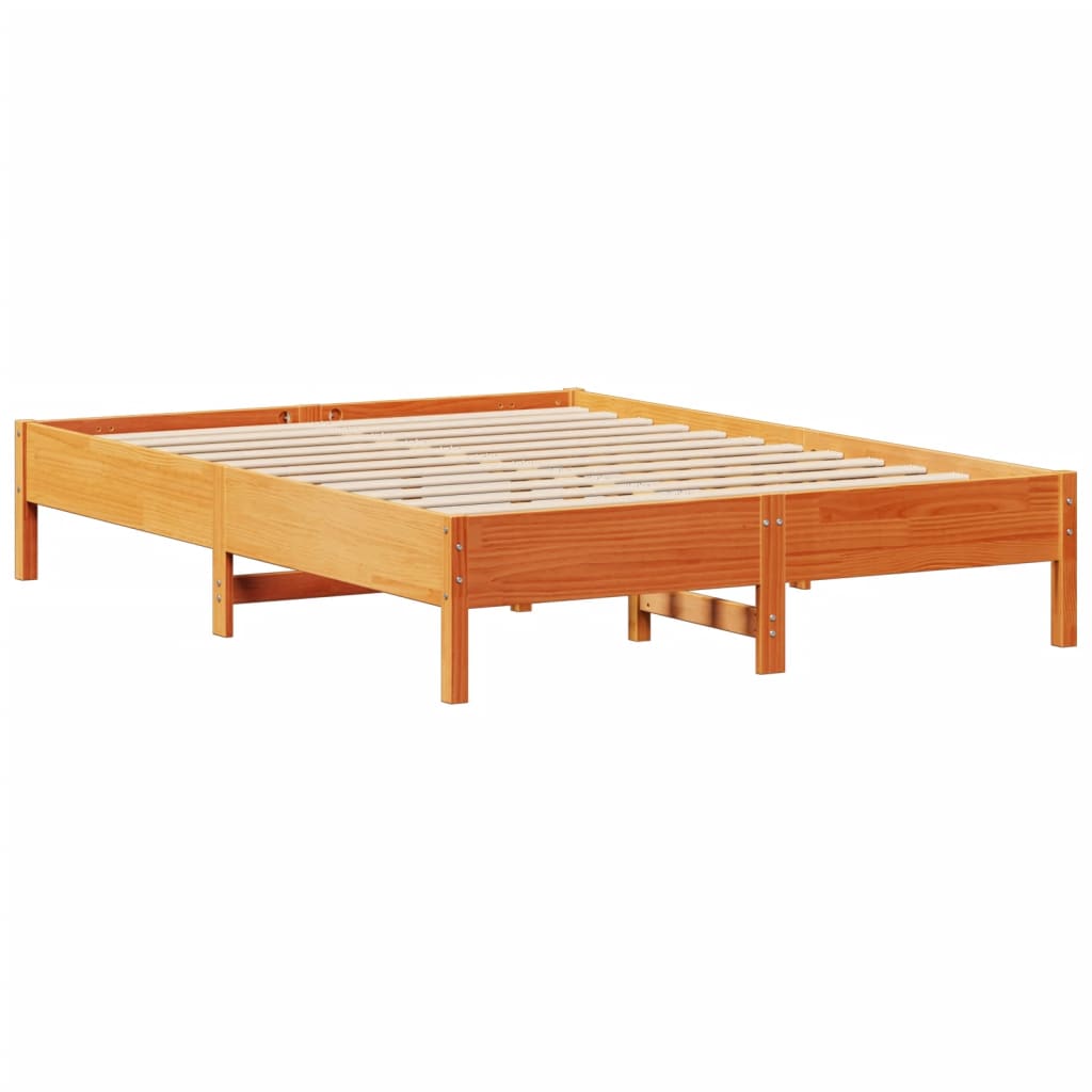 Sengeramme uten madrass voksbrun 140x190 cm heltre furu