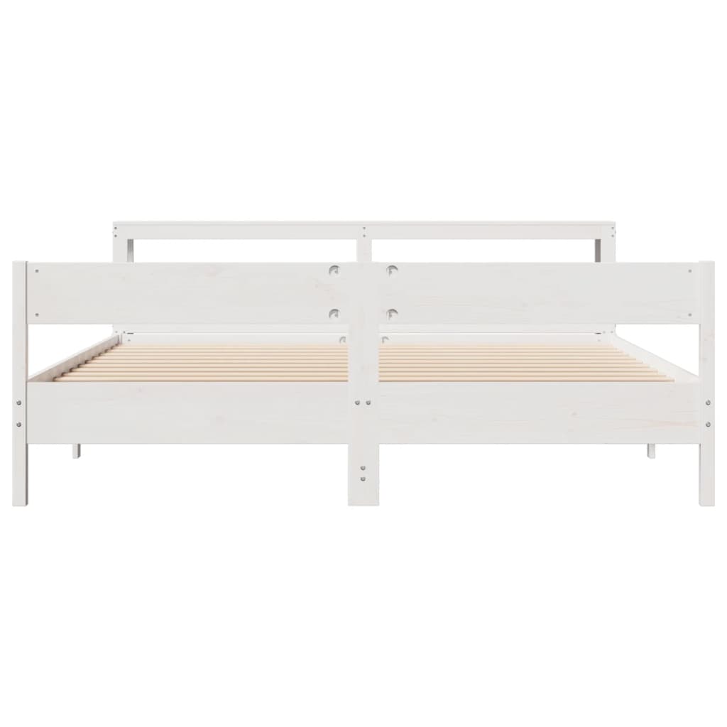 Sengeramme med madrass hvit 200x200 cm heltre furu