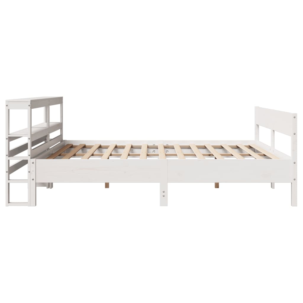 Sengeramme med madrass hvit 200x200 cm heltre furu