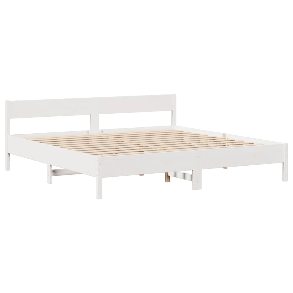 Sengeramme med madrass hvit 200x200 cm heltre furu