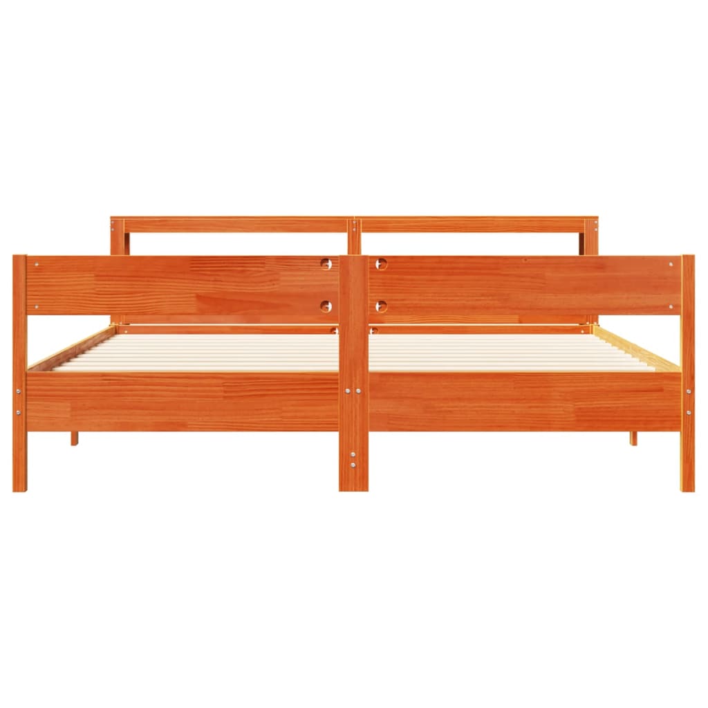 Sengeramme uten madrass voksbrun 180x200 cm heltre furu
