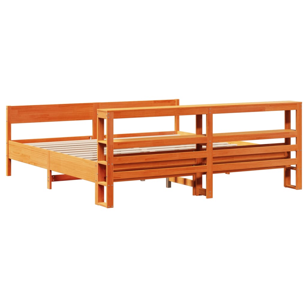 Sengeramme uten madrass voksbrun 180x200 cm heltre furu