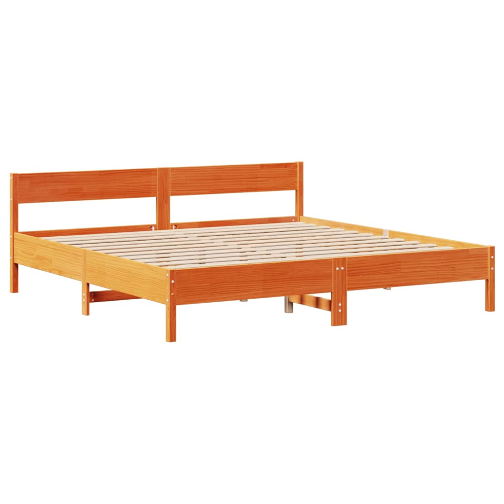 Sengeramme uten madrass voksbrun 180x200 cm heltre furu