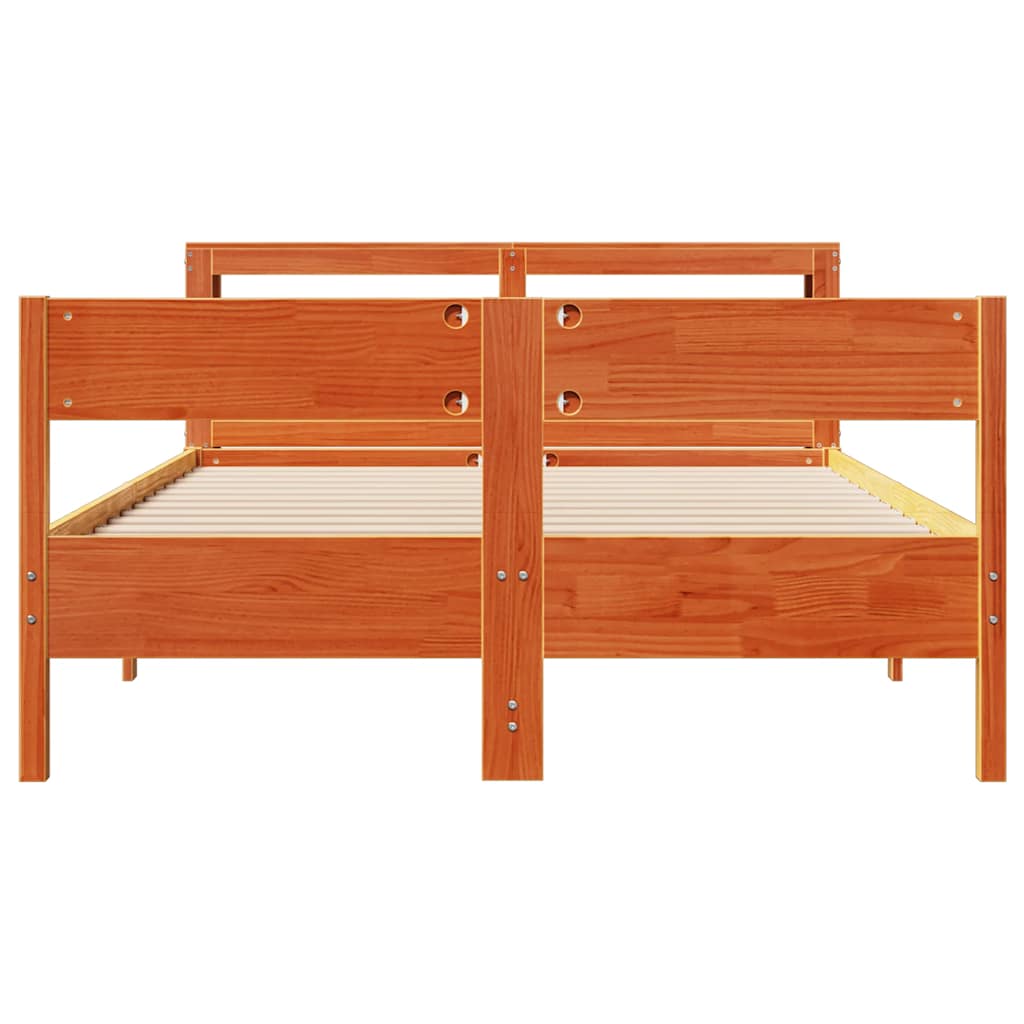 Sengeramme uten madrass voksbrun 140x190 cm heltre furu