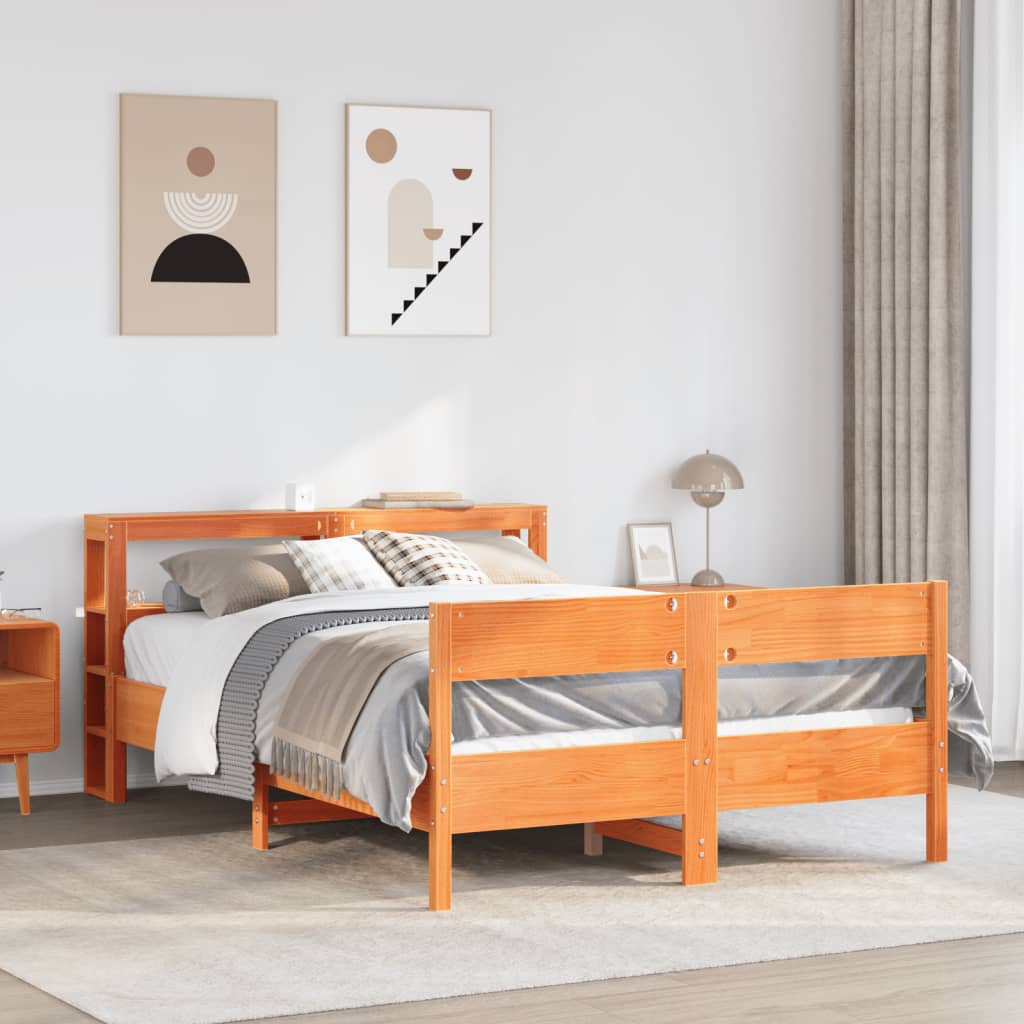Sengeramme uten madrass brun 135x190 cm heltre furu