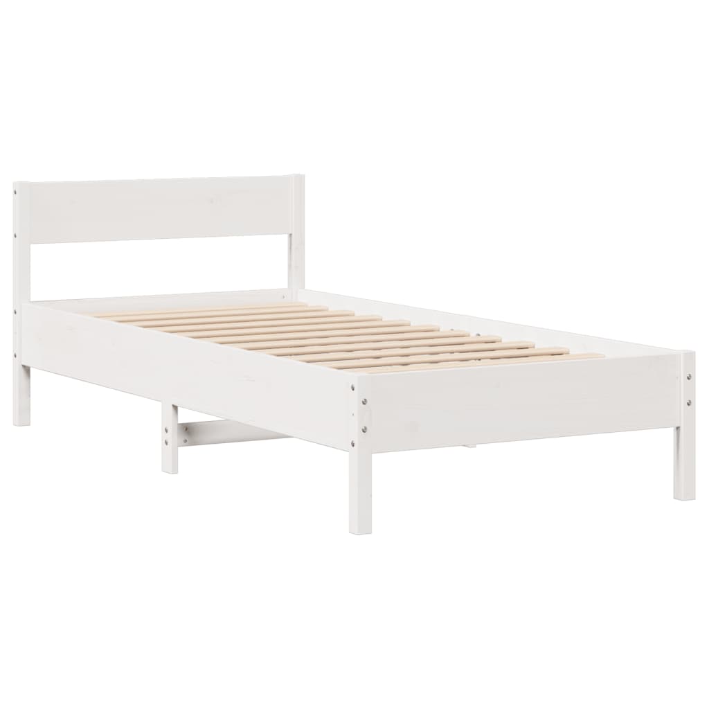 Sengeramme uten madrass hvit 75x190 cm heltre furu