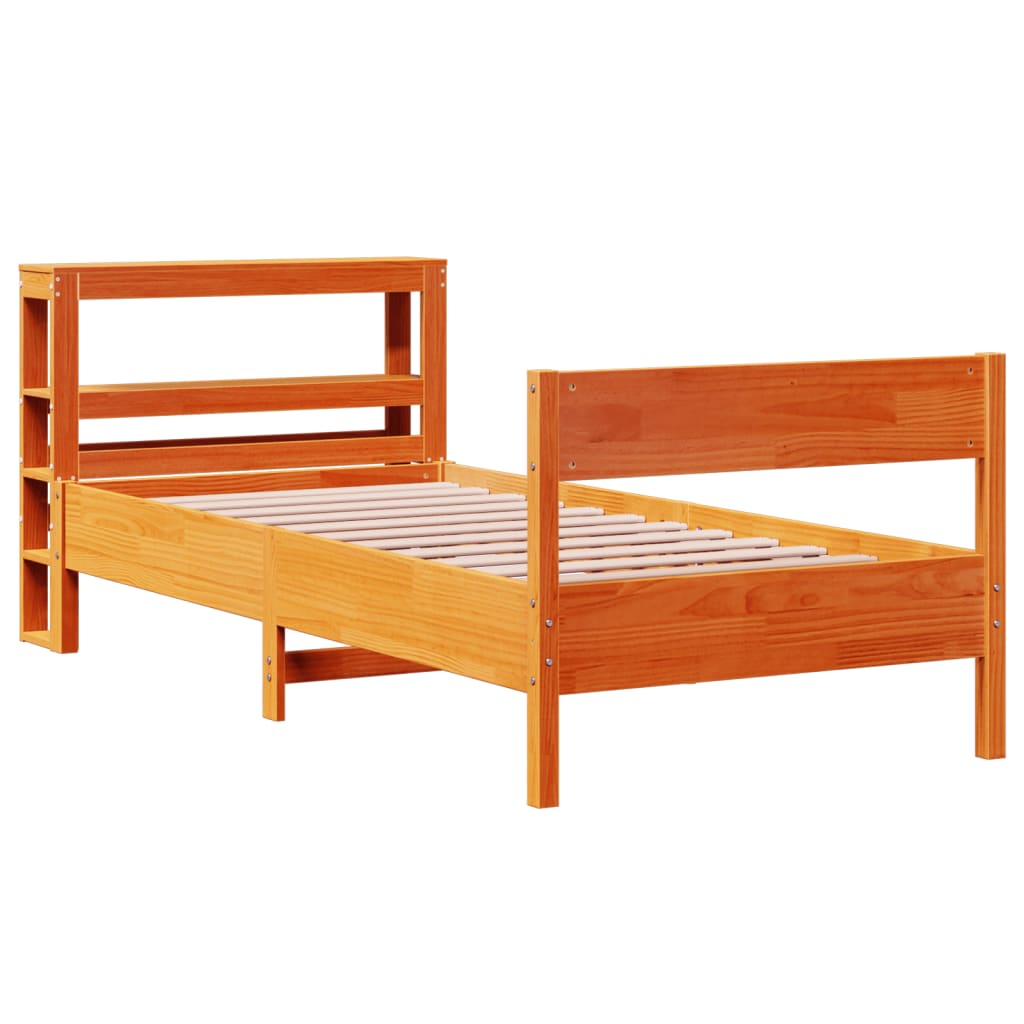 Sengeramme uten madrass voksbrun 75x190 cm heltre furu