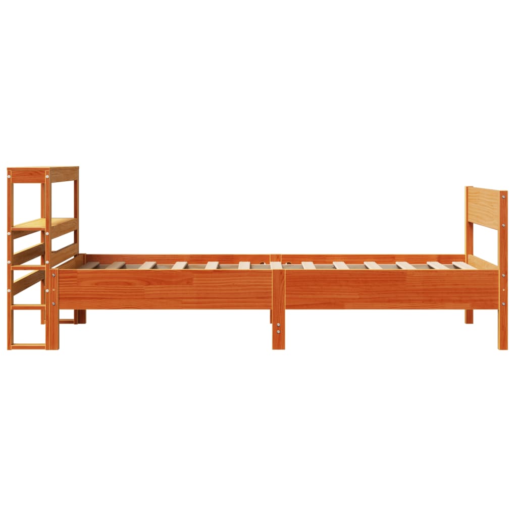 Sengeramme uten madrass voksbrun 75x190 cm heltre furu
