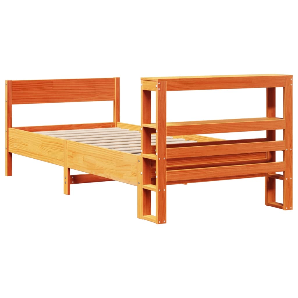 Sengeramme uten madrass voksbrun 75x190 cm heltre furu