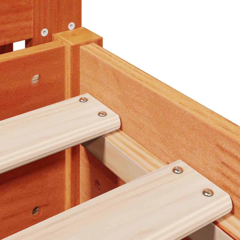 Sengeramme uten madrass voksbrun 75x190 cm heltre furu