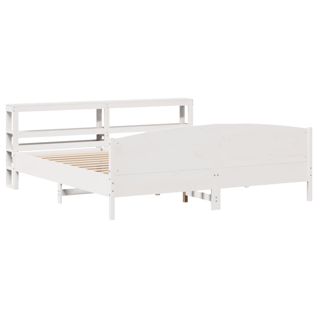 Sengeramme med madrass hvit 200x200 cm heltre furu