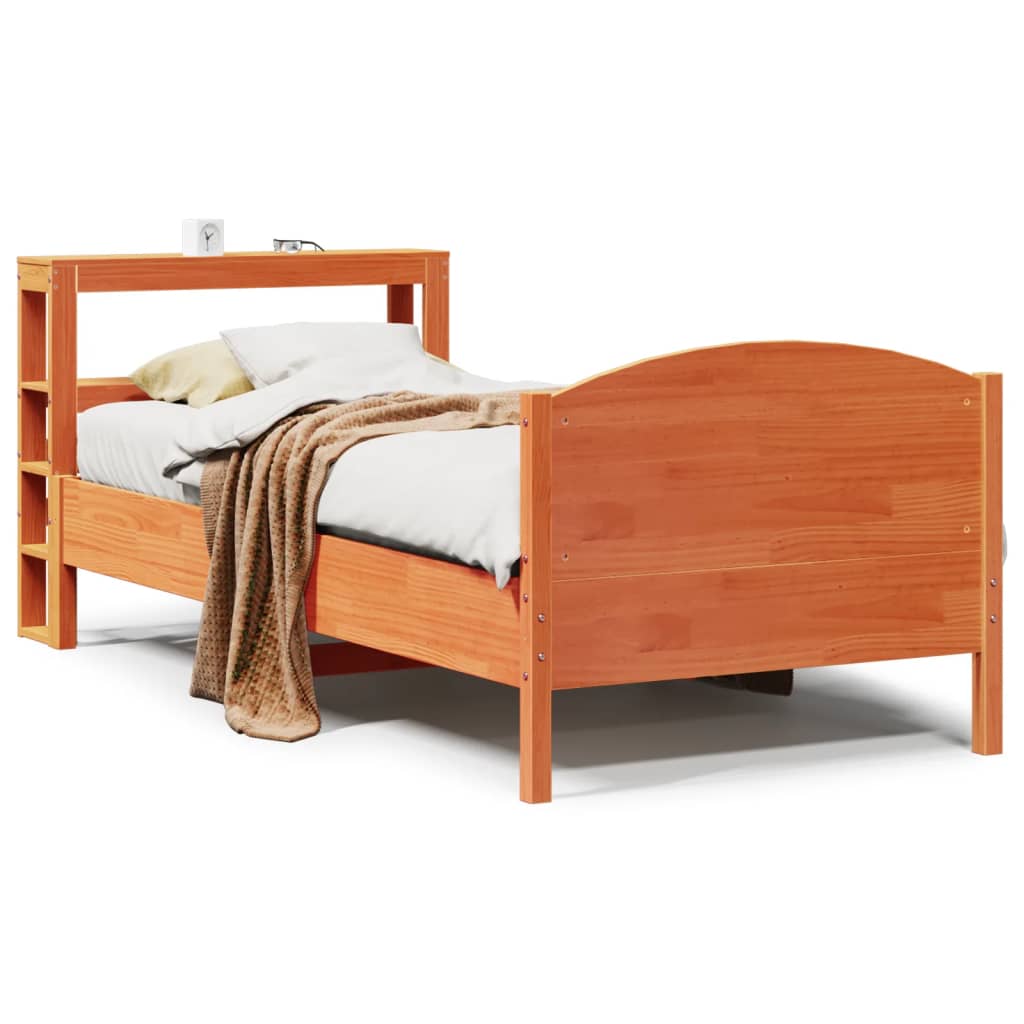 Sengeramme uten madrass voksbrun 75x190 cm heltre furu