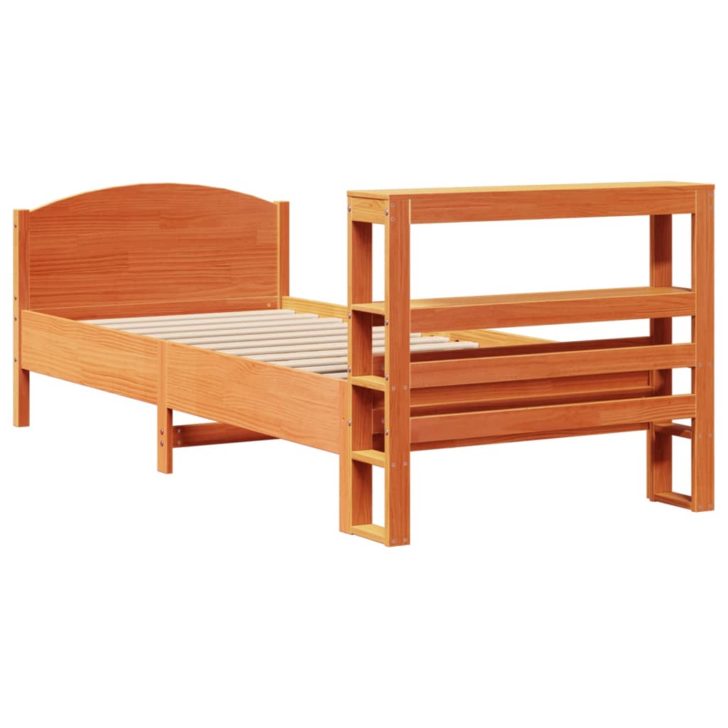 Sengeramme uten madrass voksbrun 75x190 cm heltre furu