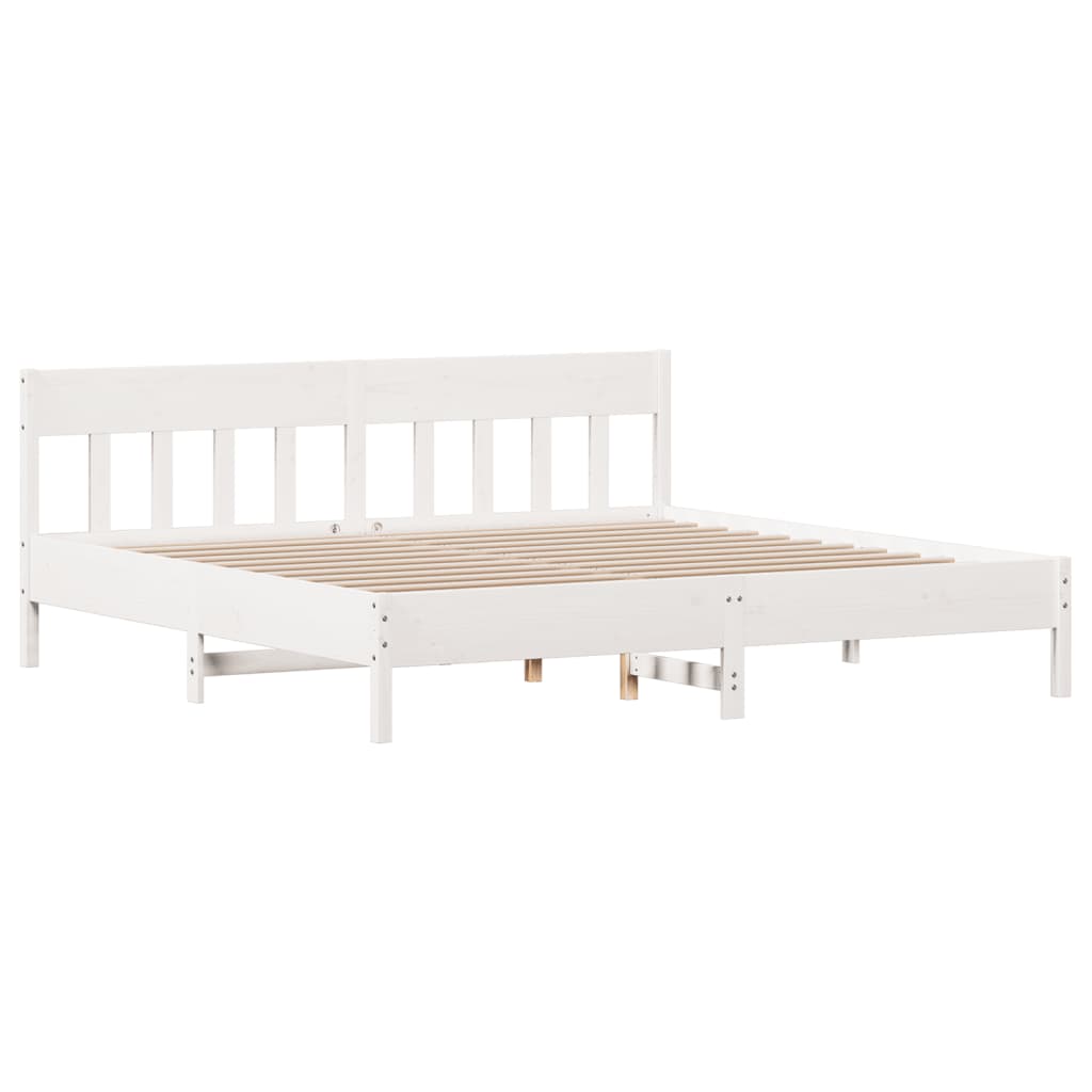 Sengeramme med madrass hvit 200x200 cm heltre furu