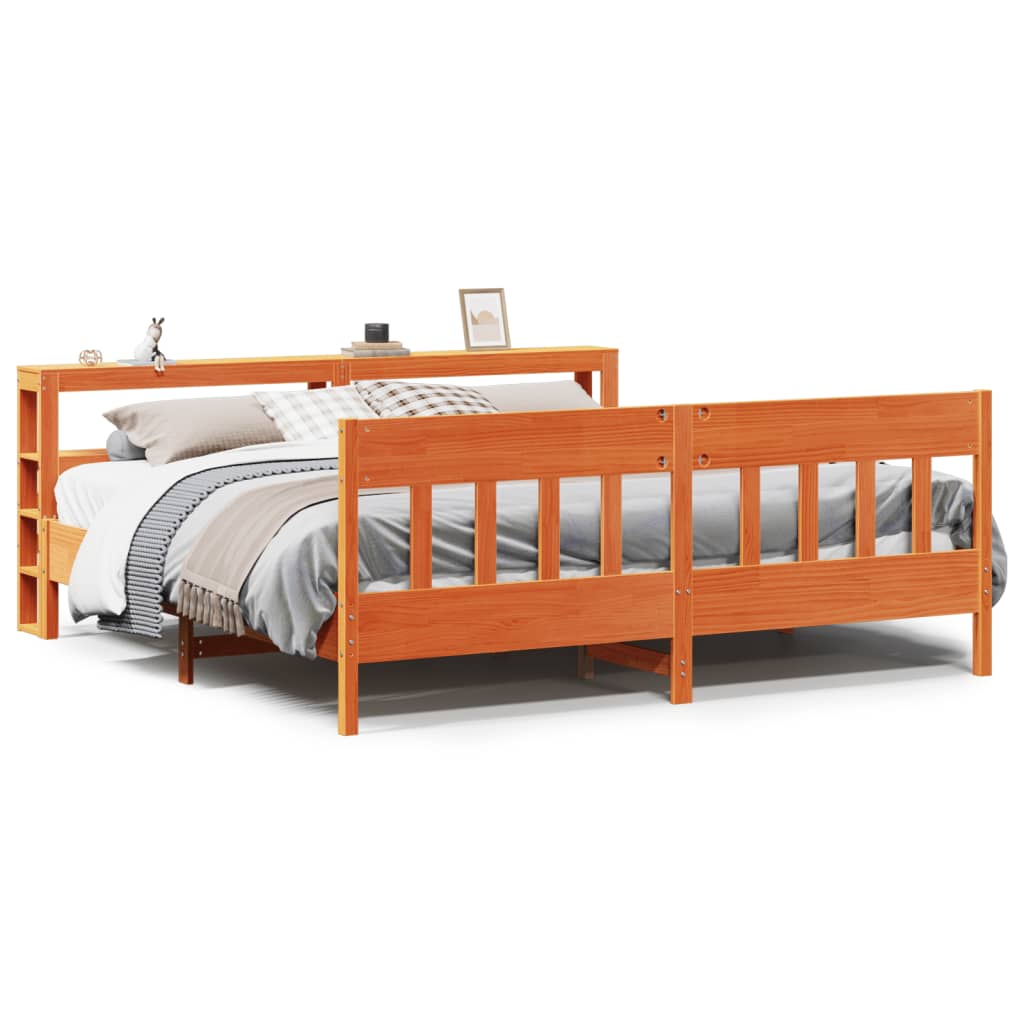 Sengeramme uten madrass voksbrun 180x200 cm heltre furu