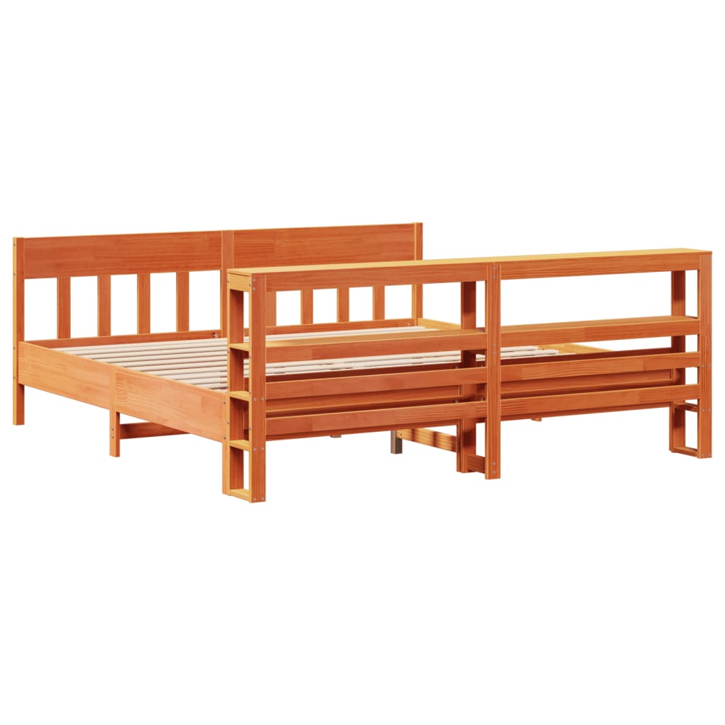 Sengeramme uten madrass voksbrun 180x200 cm heltre furu