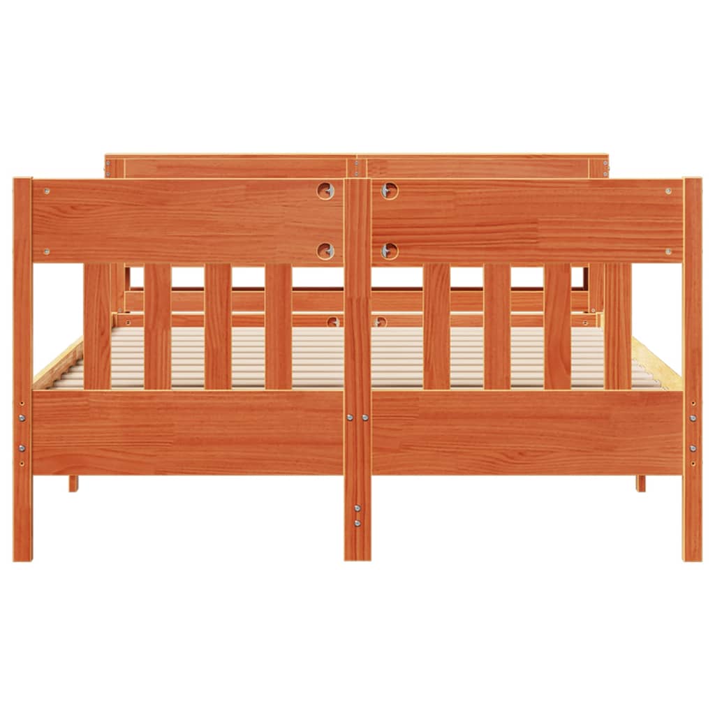 Sengeramme uten madrass voksbrun 140x190 cm heltre furu