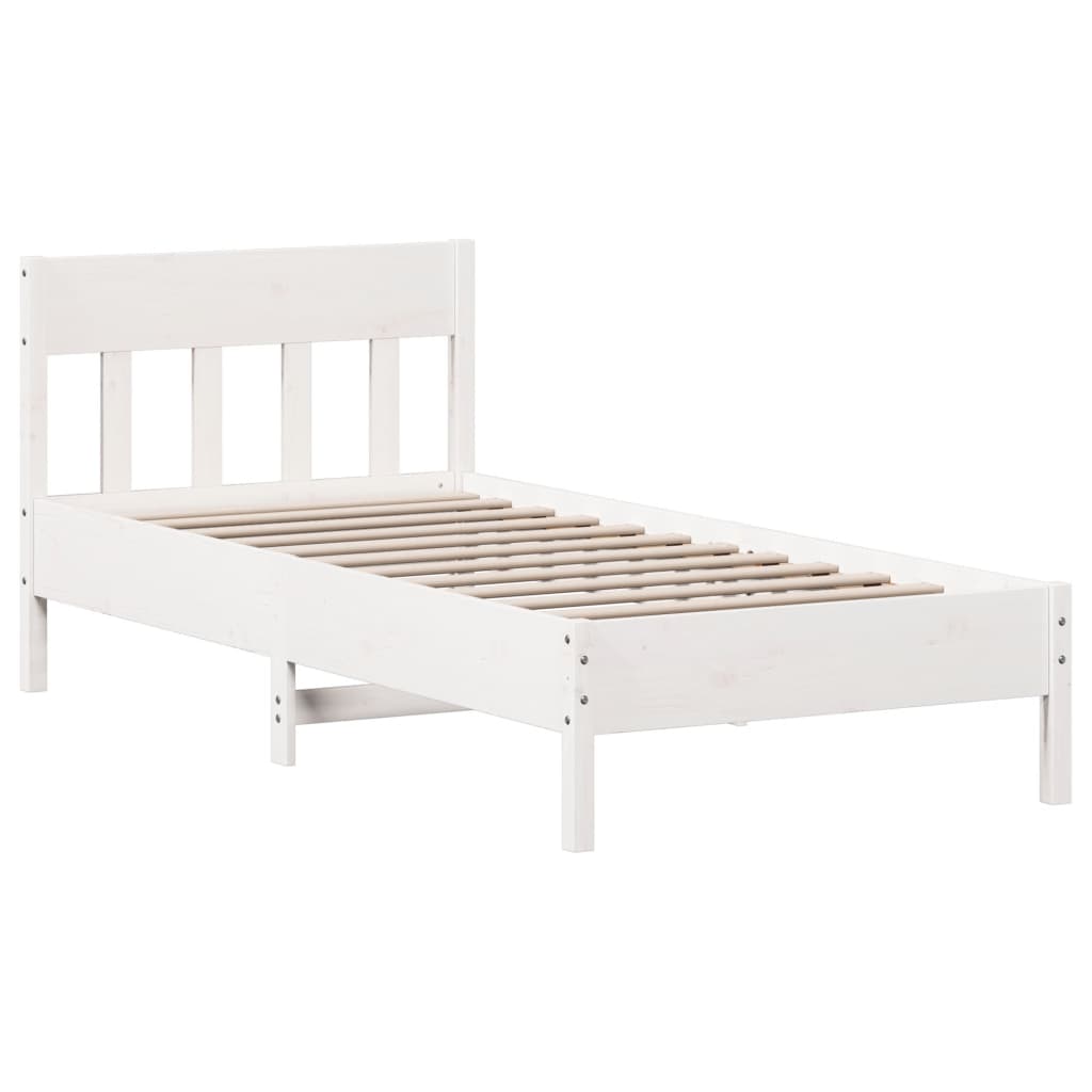 Sengeramme uten madrass hvit 75x190 cm heltre furu