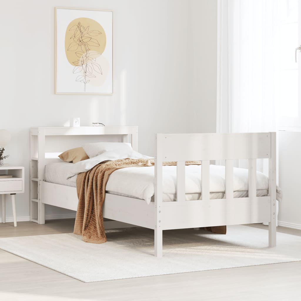 Sengeramme uten madrass hvit 75x190 cm heltre furu