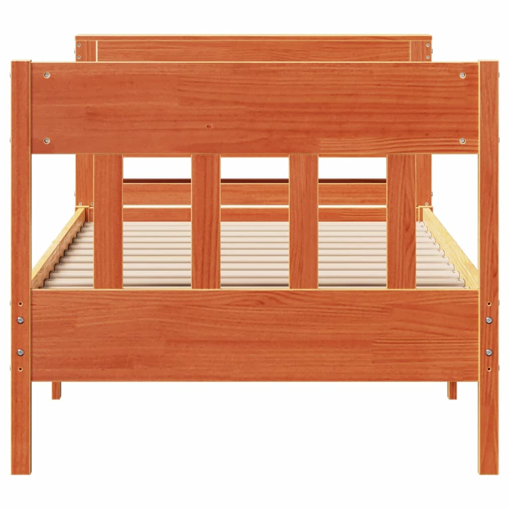 Sengeramme uten madrass voksbrun 75x190 cm heltre furu