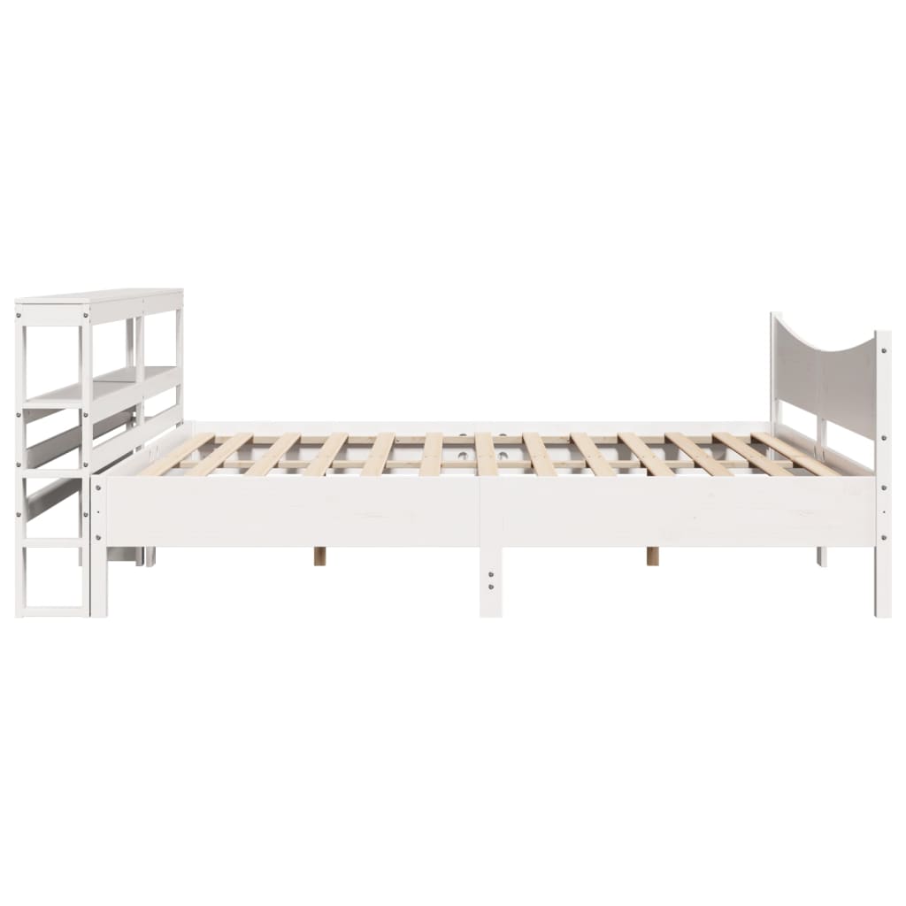 Sengeramme med hodegavl hvit 200x200 cm heltre furu