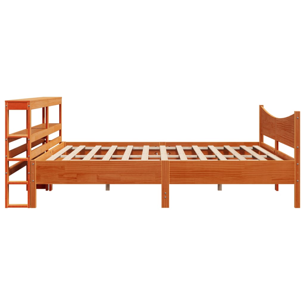 Sengeramme med hodegavl voksbrun 200x200 cm heltre furu