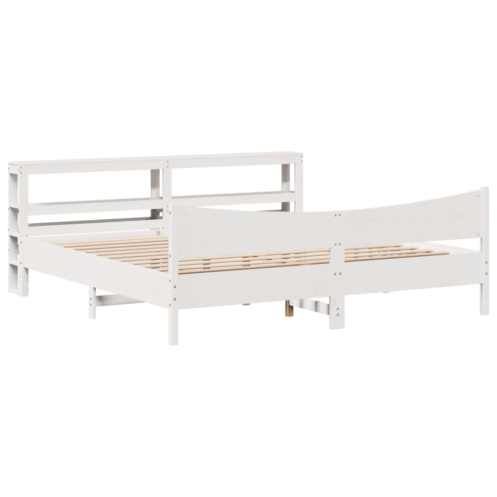 Sengeramme med hodegavl hvit 180x200 cm heltre furu