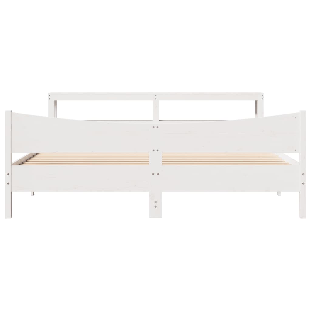 Sengeramme med hodegavl hvit 180x200 cm heltre furu
