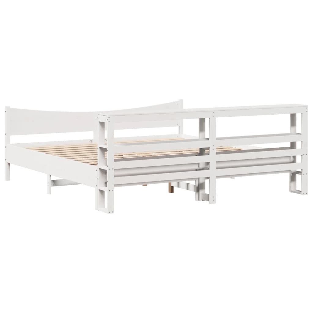 Sengeramme med hodegavl hvit 180x200 cm heltre furu