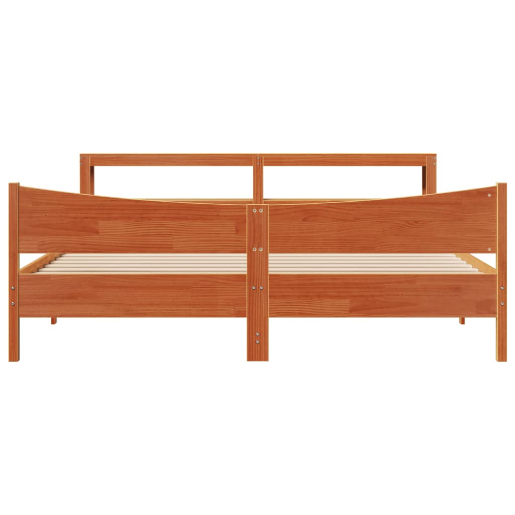 Sengeramme med hodegavl voksbrun 180x200 cm heltre furu