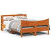 Sengeramme med hodegavl voksbrun 140x200 cm heltre furu