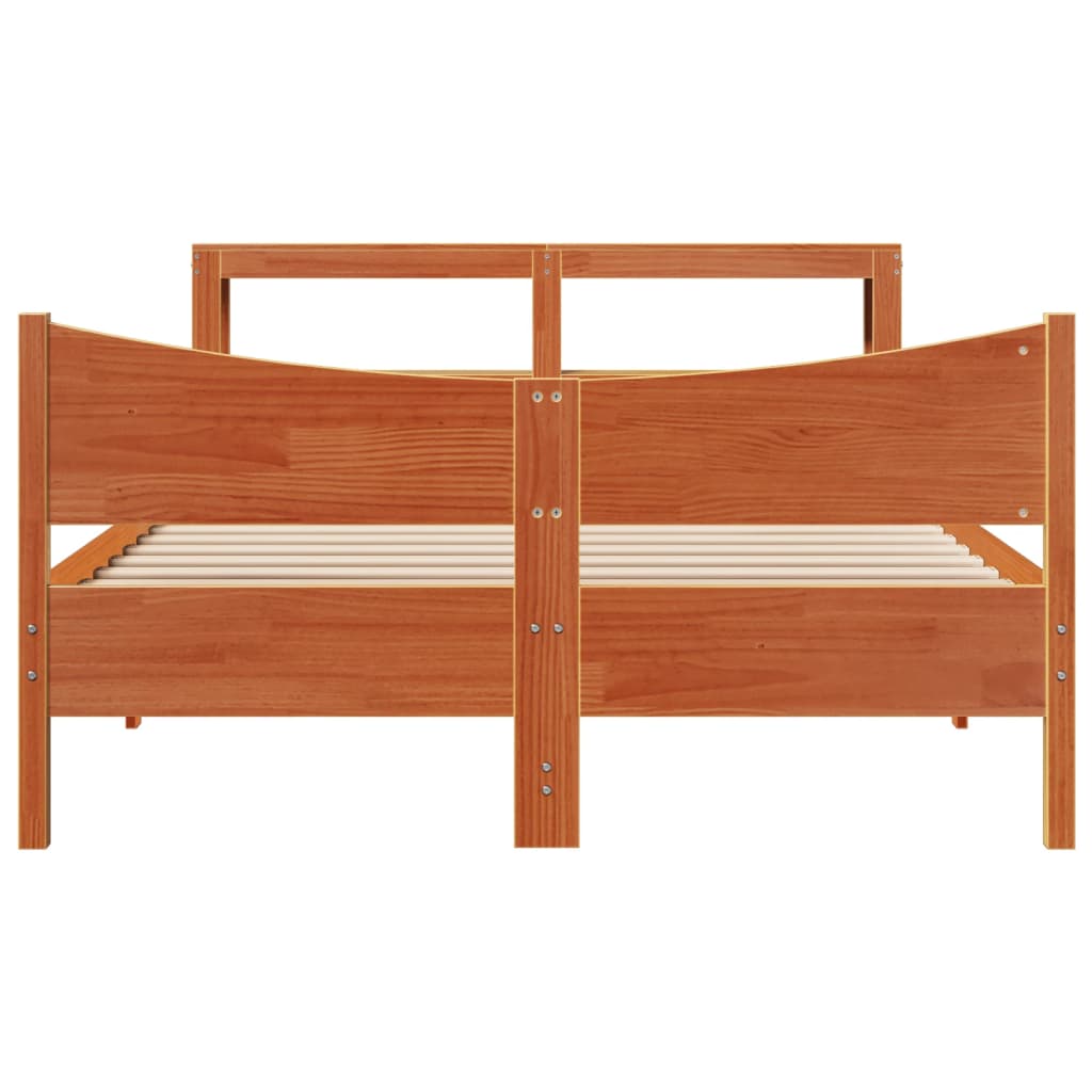 Sengeramme med hodegavl voksbrun 120x200 cm heltre furu