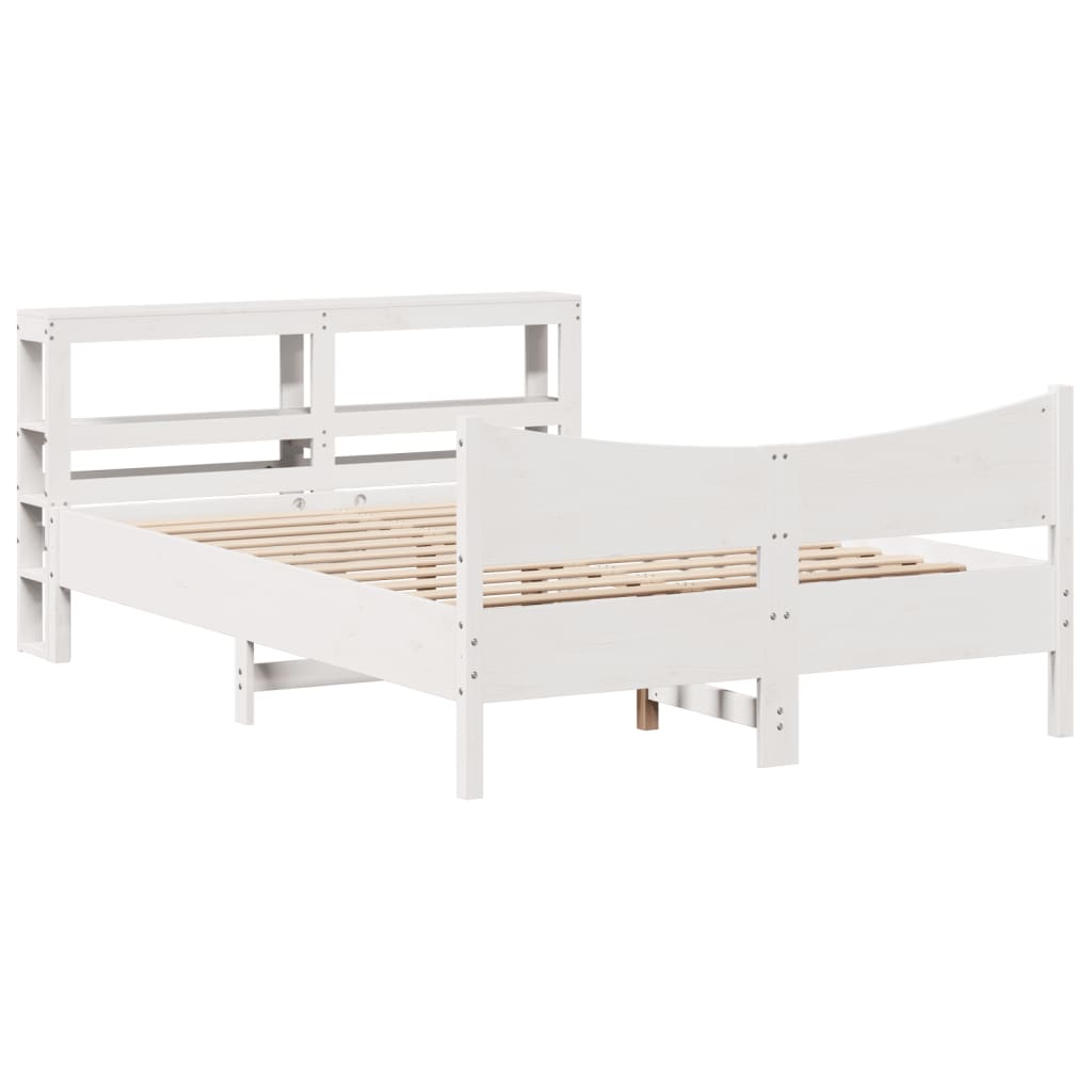 Sengeramme med hodegavl hvit 140x190 cm heltre furu