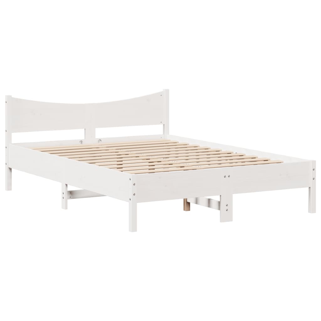 Sengeramme med hodegavl hvit 140x190 cm heltre furu
