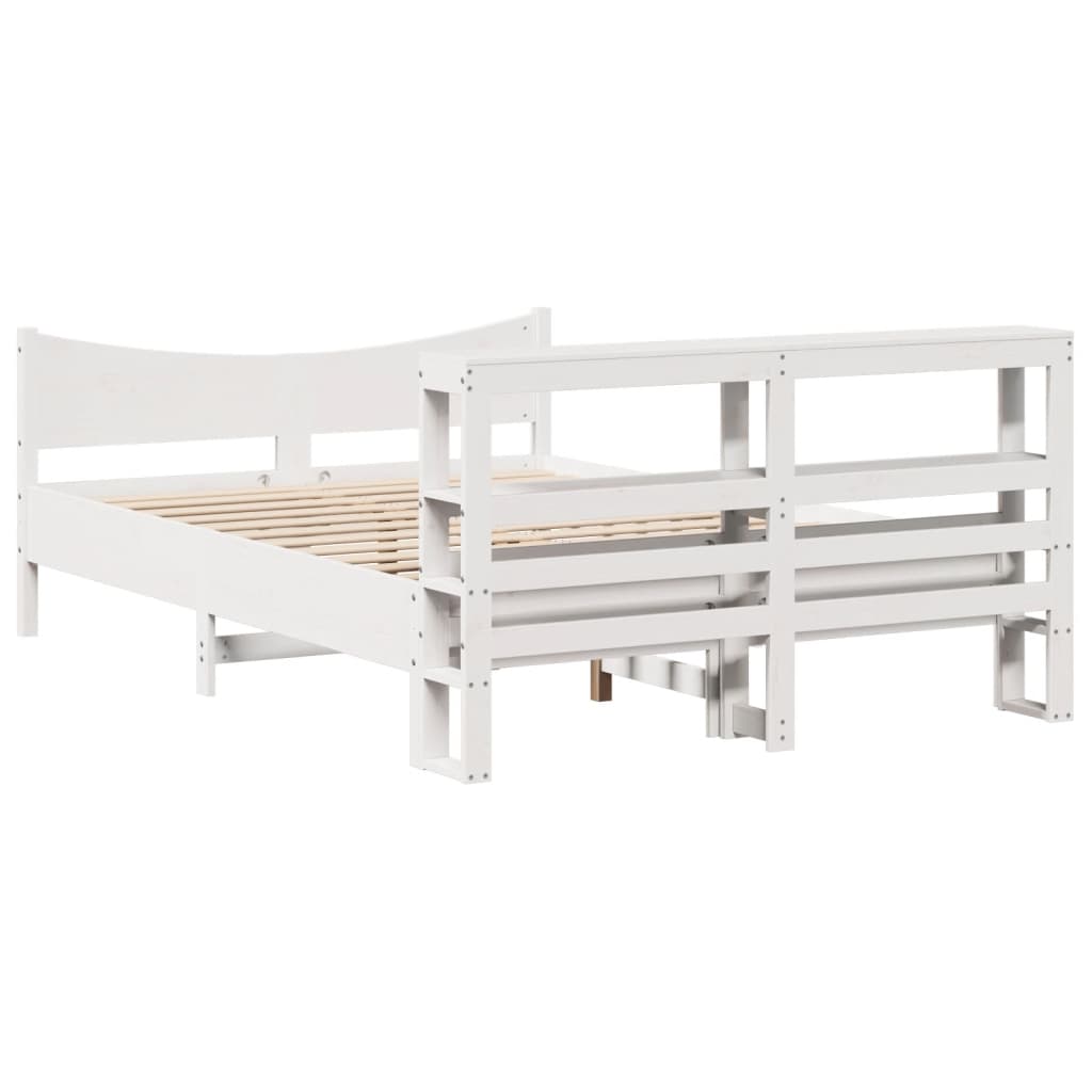 Sengeramme med hodegavl hvit 140x190 cm heltre furu